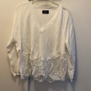Cropped lace detail sweater